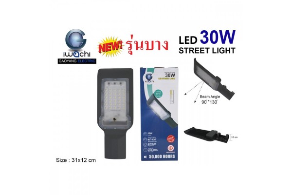 IWACHI-STR-SL-30W โคมไฟถนน (รุ่นบาง) แสงขาวและวอร์มไวท์